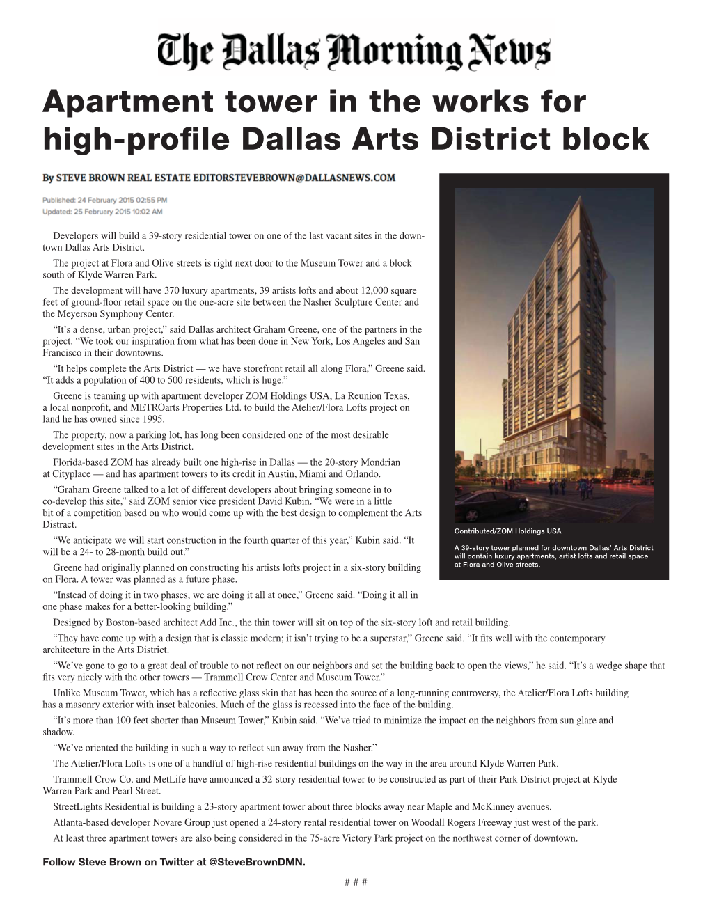 Apartment Tower in the Works for High-Profile Dallas Arts