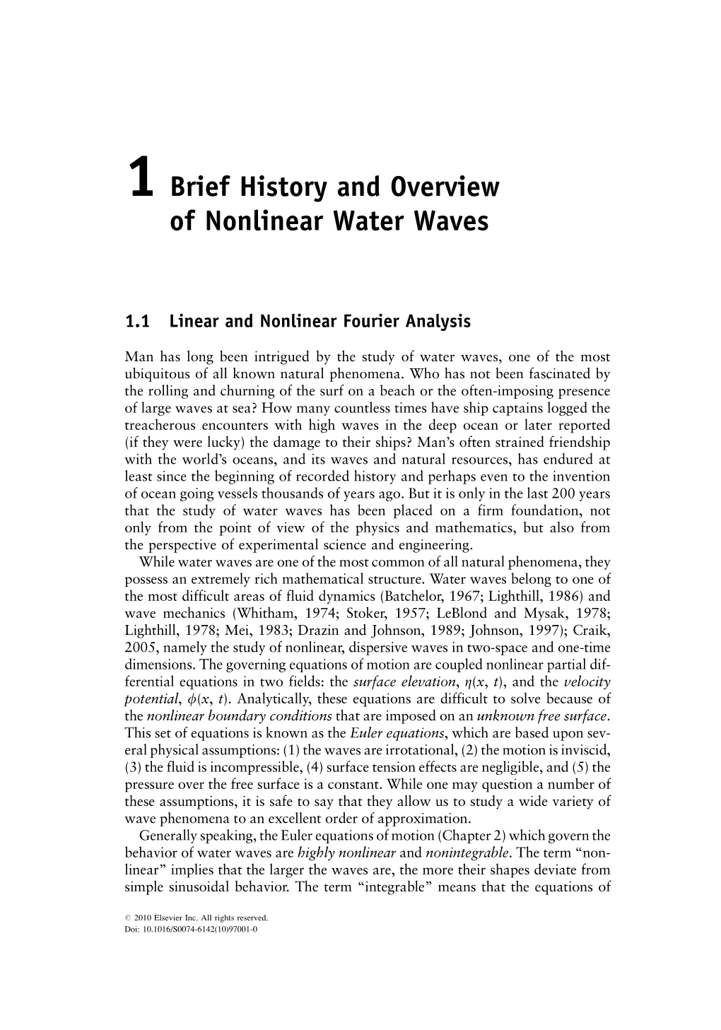 1 Brief History and Overview of Nonlinear Water Waves