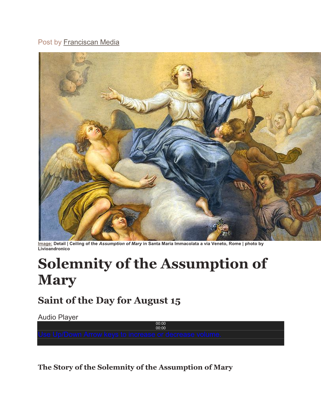 Solemnity of the Assumption of Mary Saint of the Day for August 15