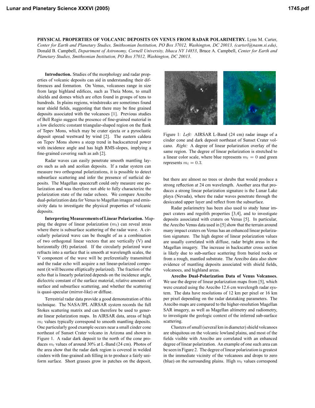 Physical Properties of Volcanic Deposits on Venus from Radar Polarimetry