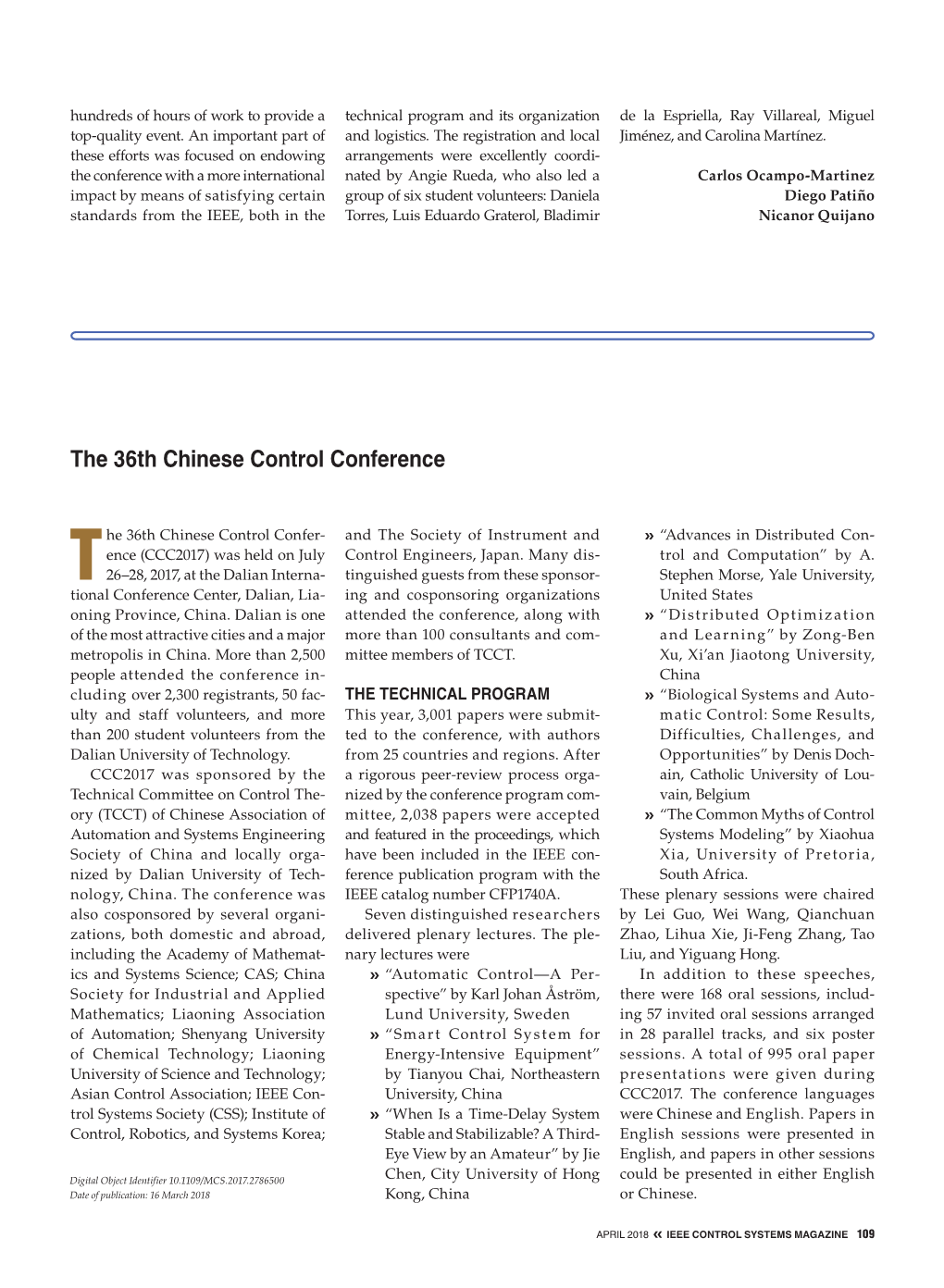 The 36Th Chinese Control Conference