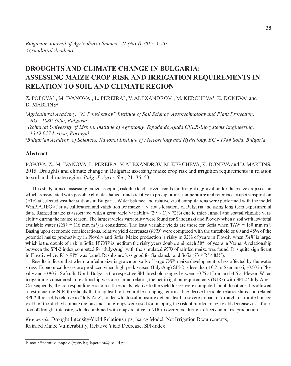 Droughts and Climate Change in Bulgaria: Assessing Maize Crop Risk and Irrigation Requirements in Relation to Soil and Climate Region Z