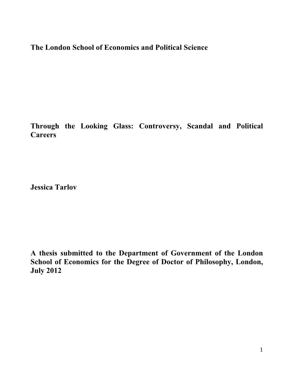 The London School of Economics and Political Science Through The