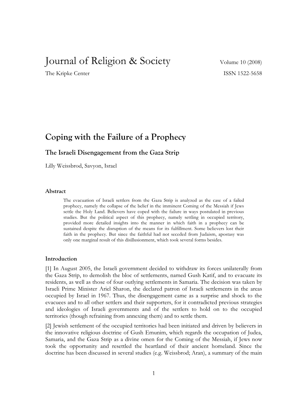 Journal of Religion & Society