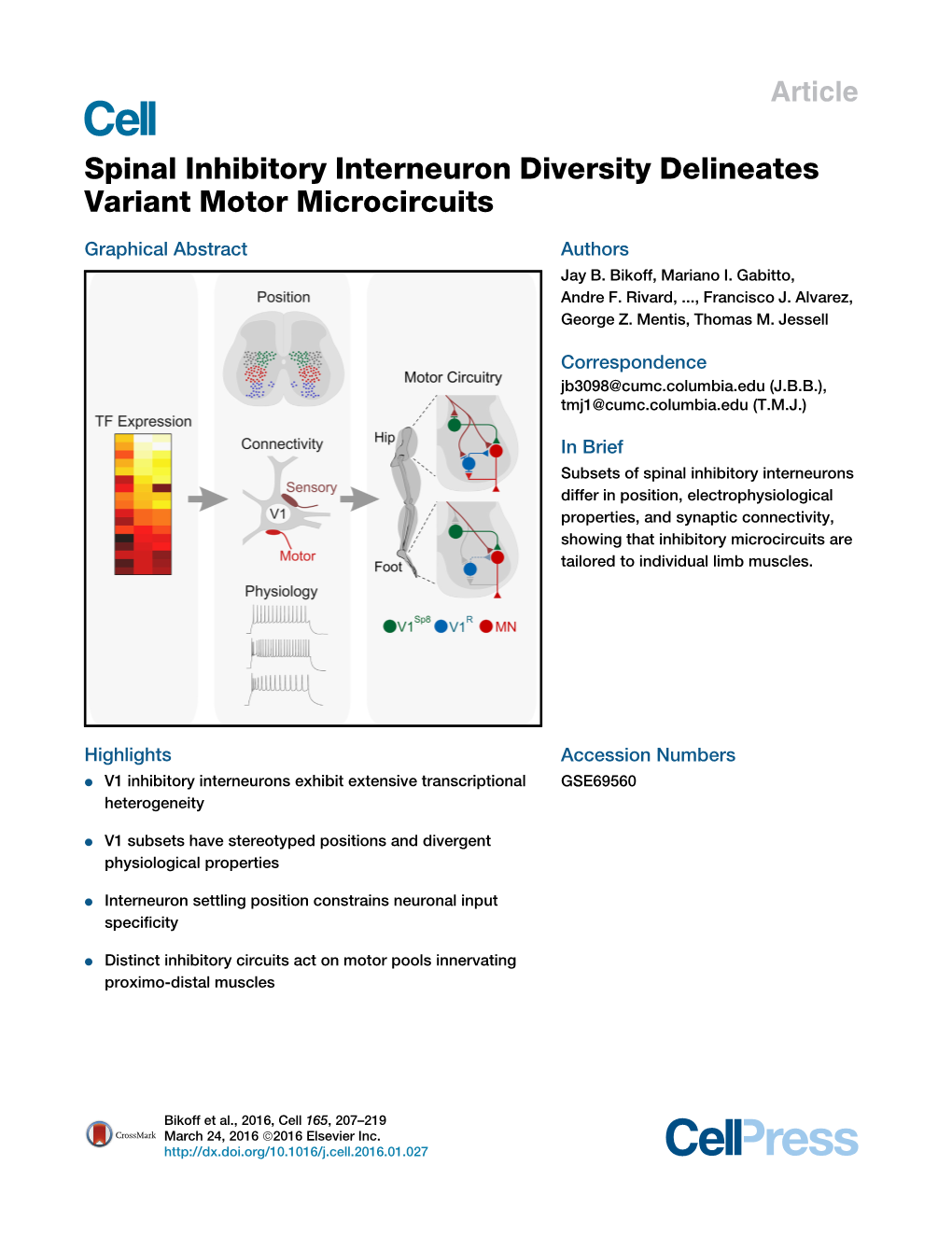 Spinal Inhibitory Interneuron Diversity Delineates Variant Motor Microcircuits