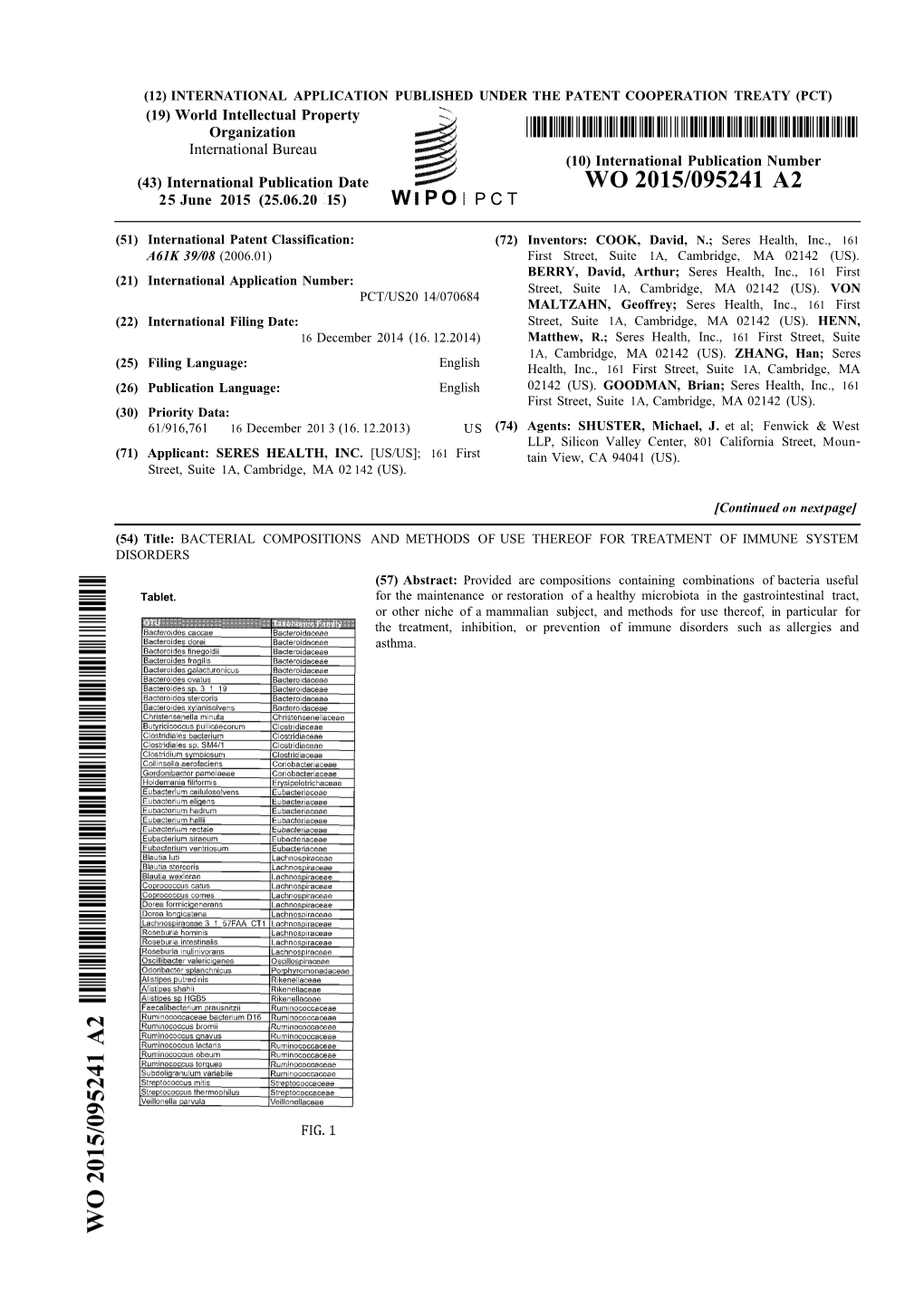 WO 2015/095241 A2 25 June 2015 (25.06.20 15) W P O P C T