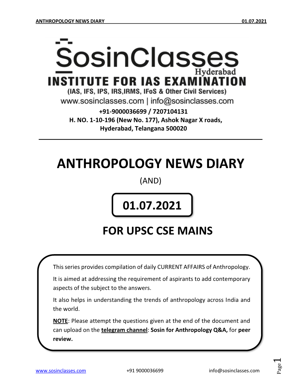 Anthropology News Diary 01.07.2021