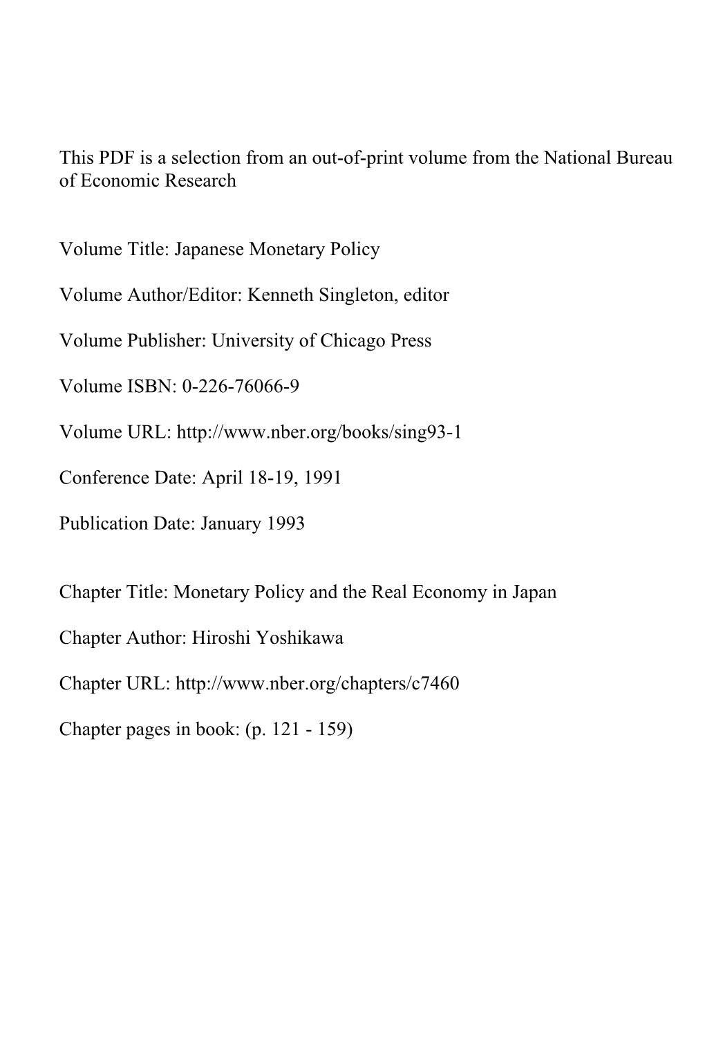 Monetary Policy and the Real Economy in Japan