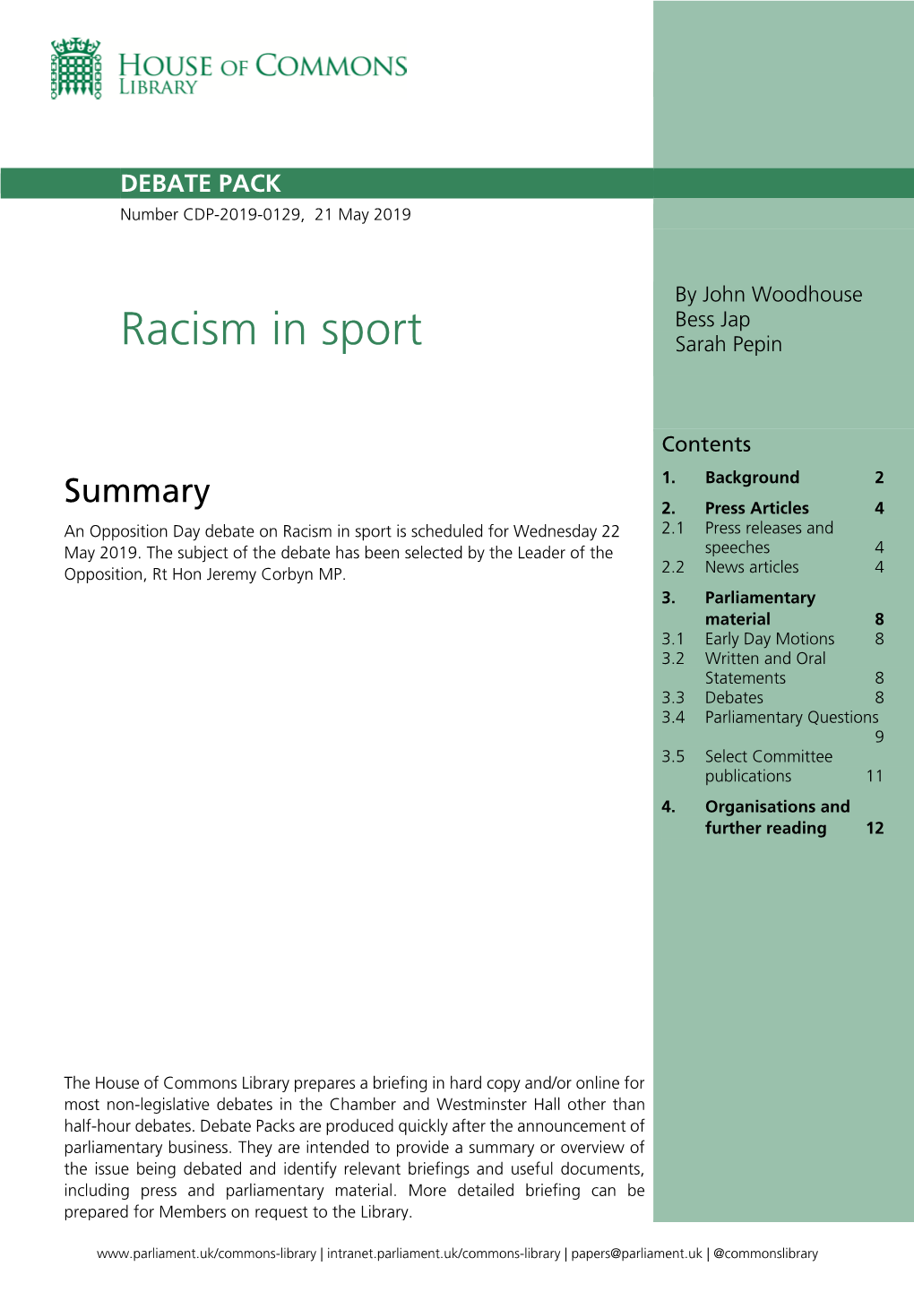 Racism in Sport Sarah Pepin