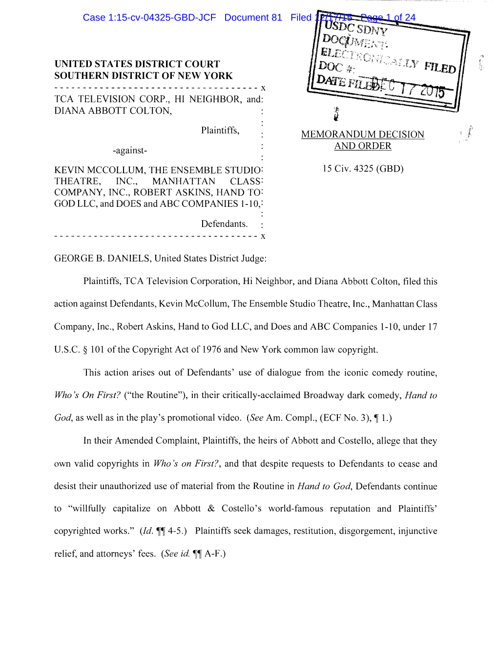 Case 1:15-Cv-04325-GBD-JCF Document 81 Filed 12/17/15 Page 1 of 24