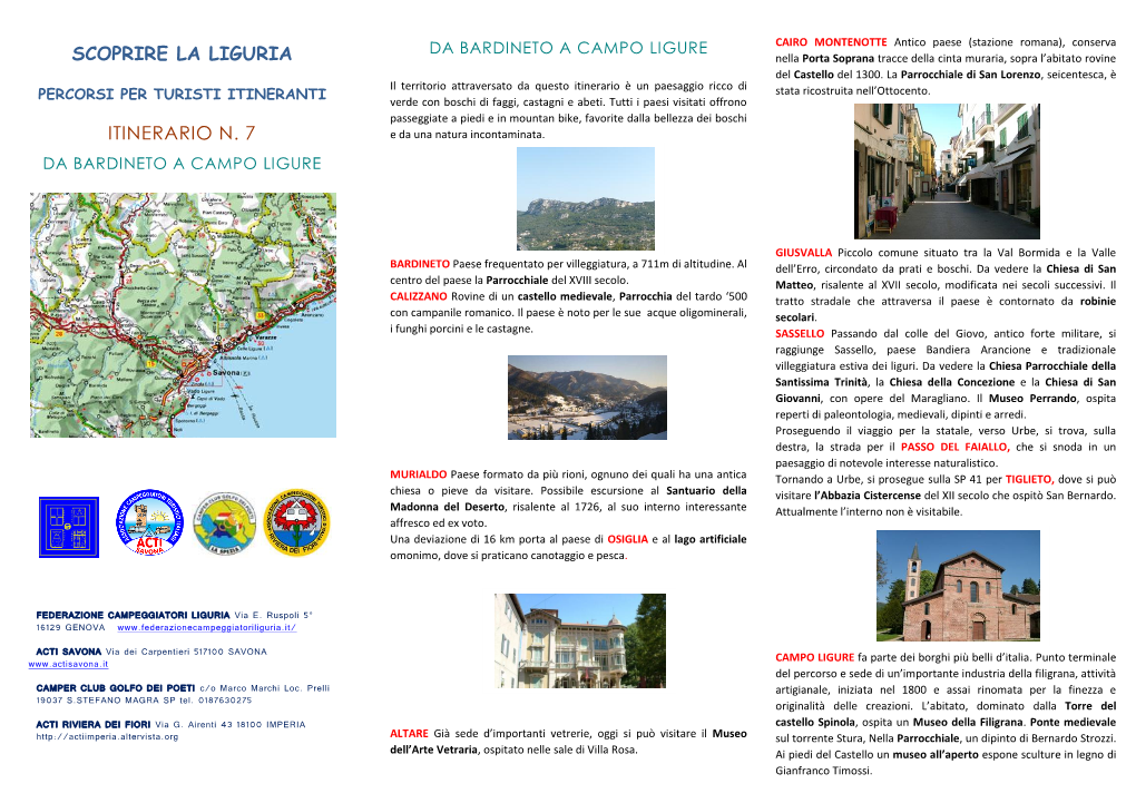 Scoprire La Liguria Itinerario N. 7