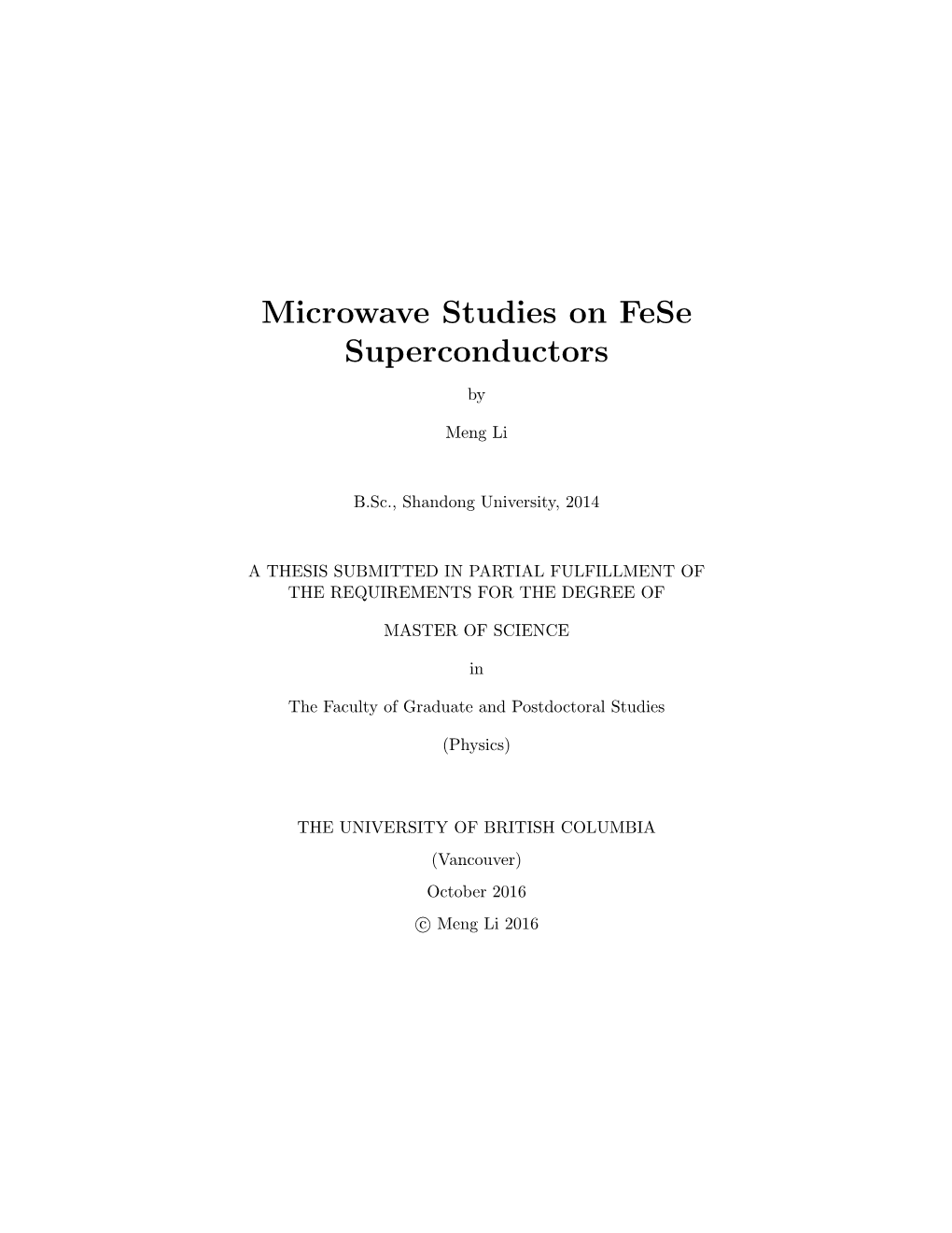 Microwave Studies on Fese Superconductors