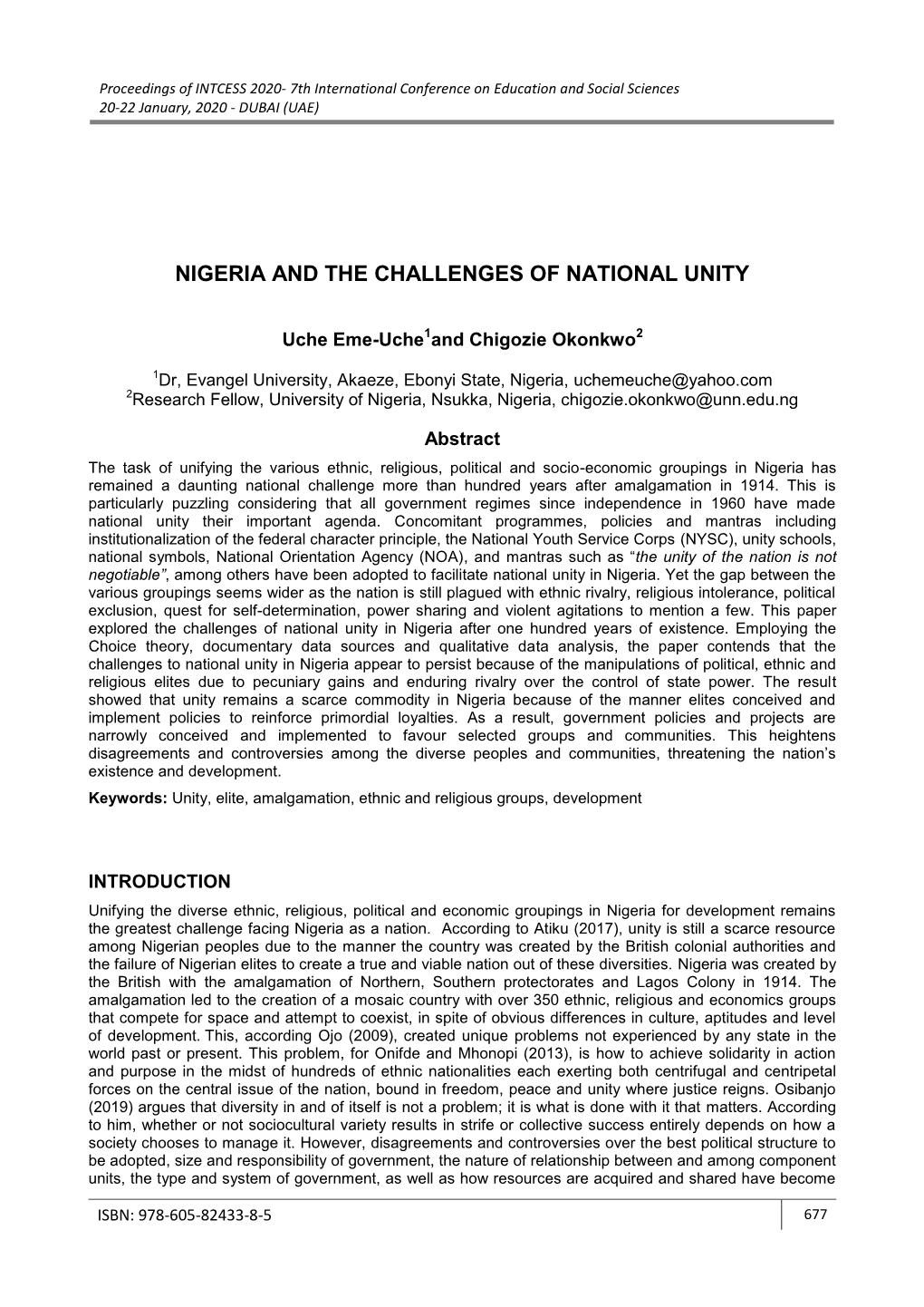 Nigeria and the Challenges of National Unity