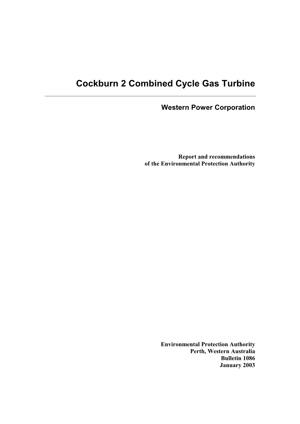 Cockburn 2 Combined Cycle Gas Turbine