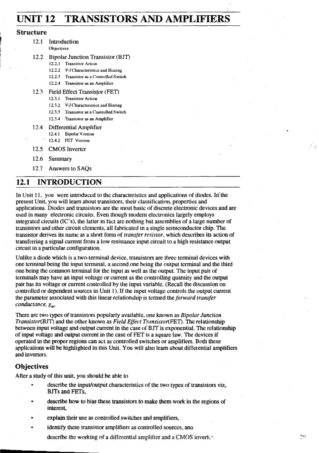 Unit 12 Transistors and Amplifiers
