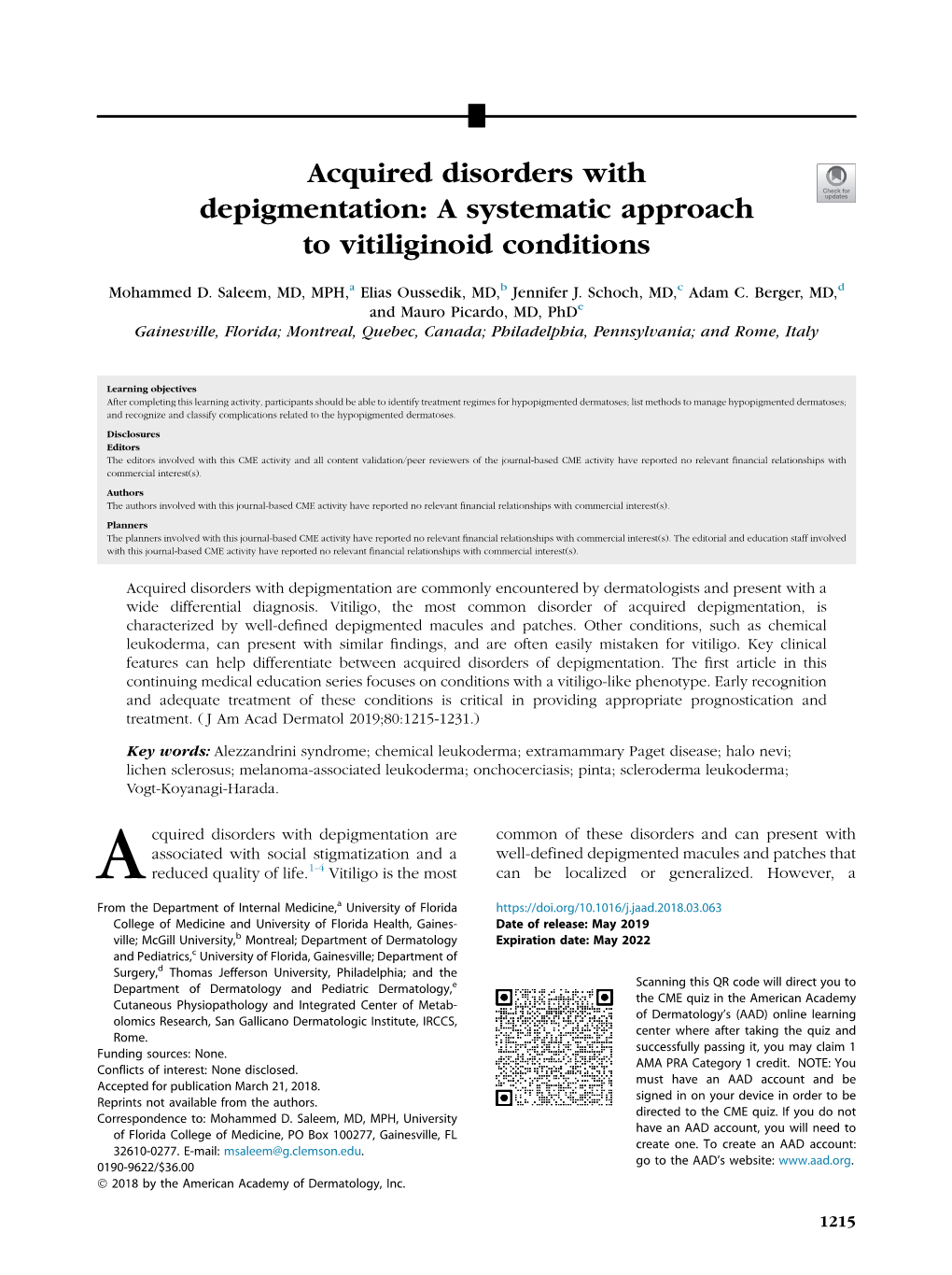 Acquired Disorders with Depigmentation: a Systematic Approach to Vitiliginoid Conditions