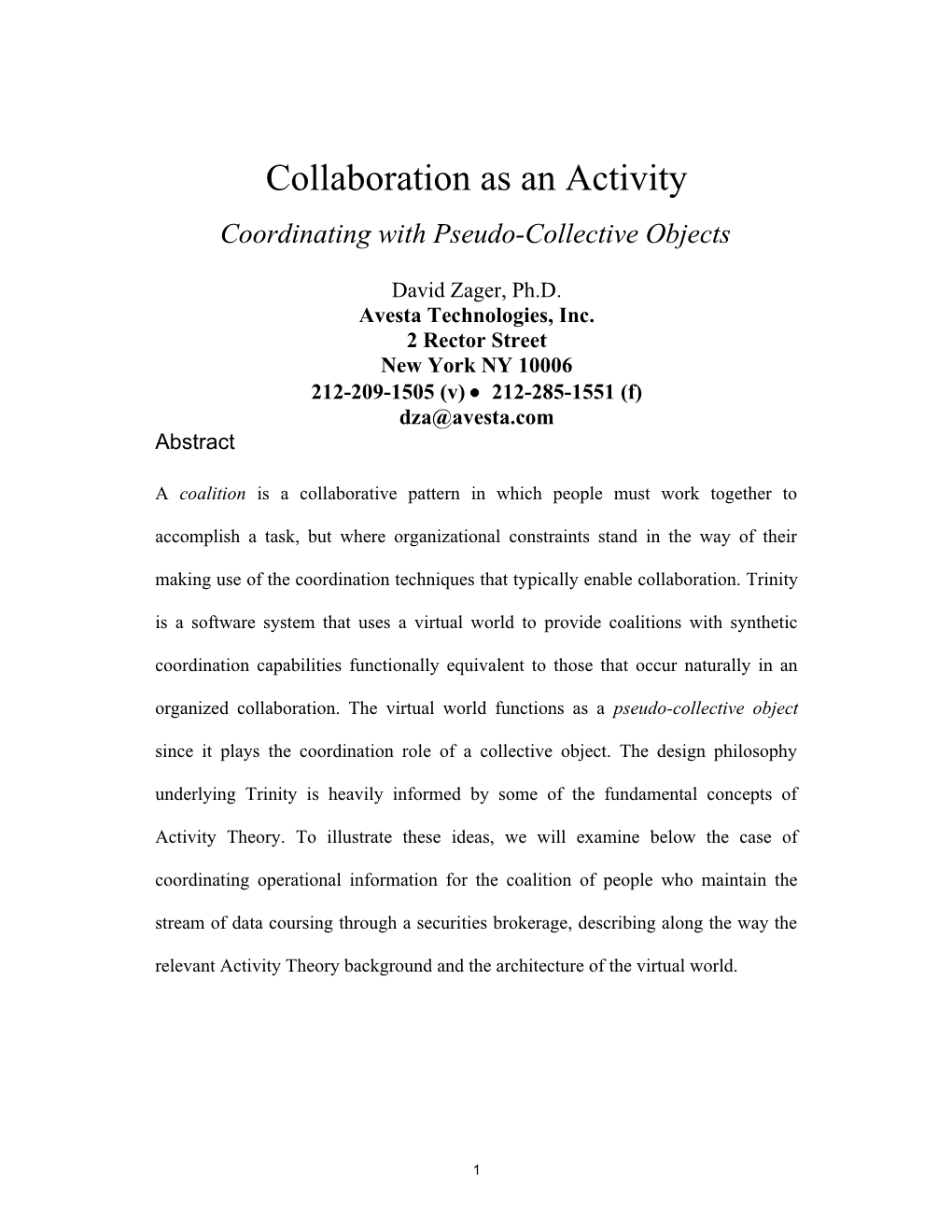 Collaboration As an Activity