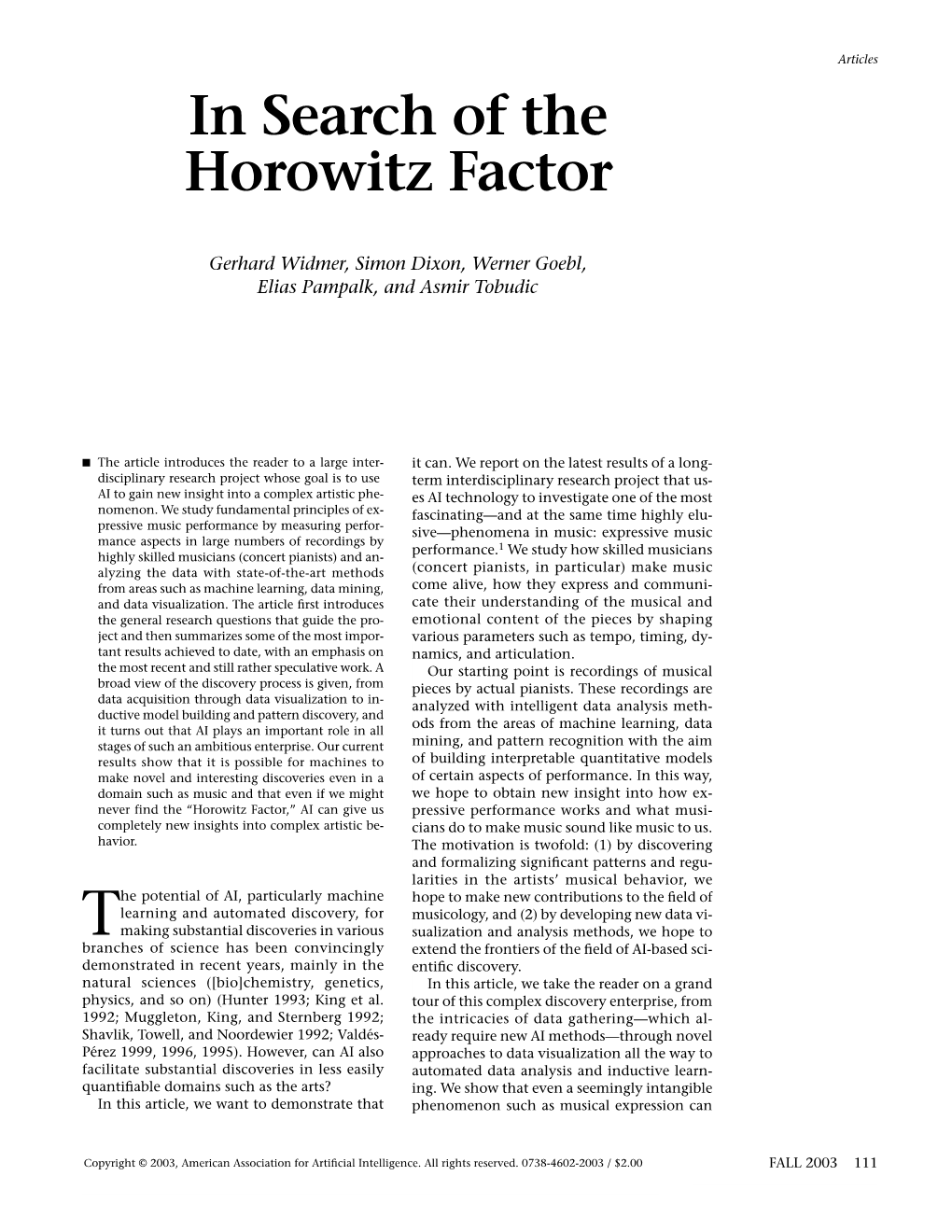 In Search of the Horowitz Factor