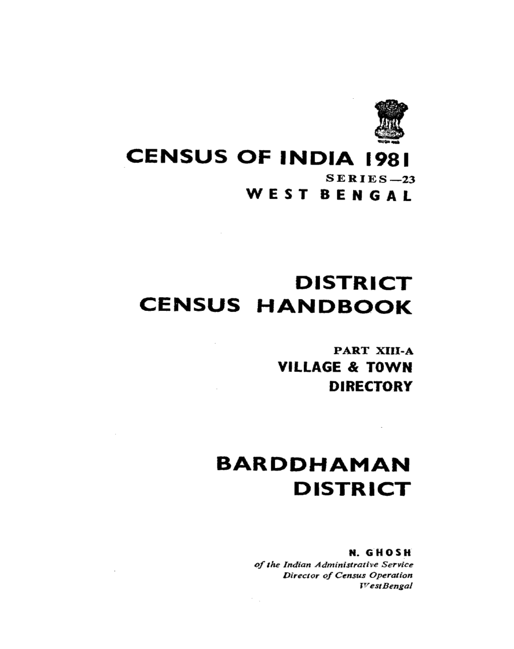 Village & Town Directory, Barddhaman, Part XIII-A, Series-23