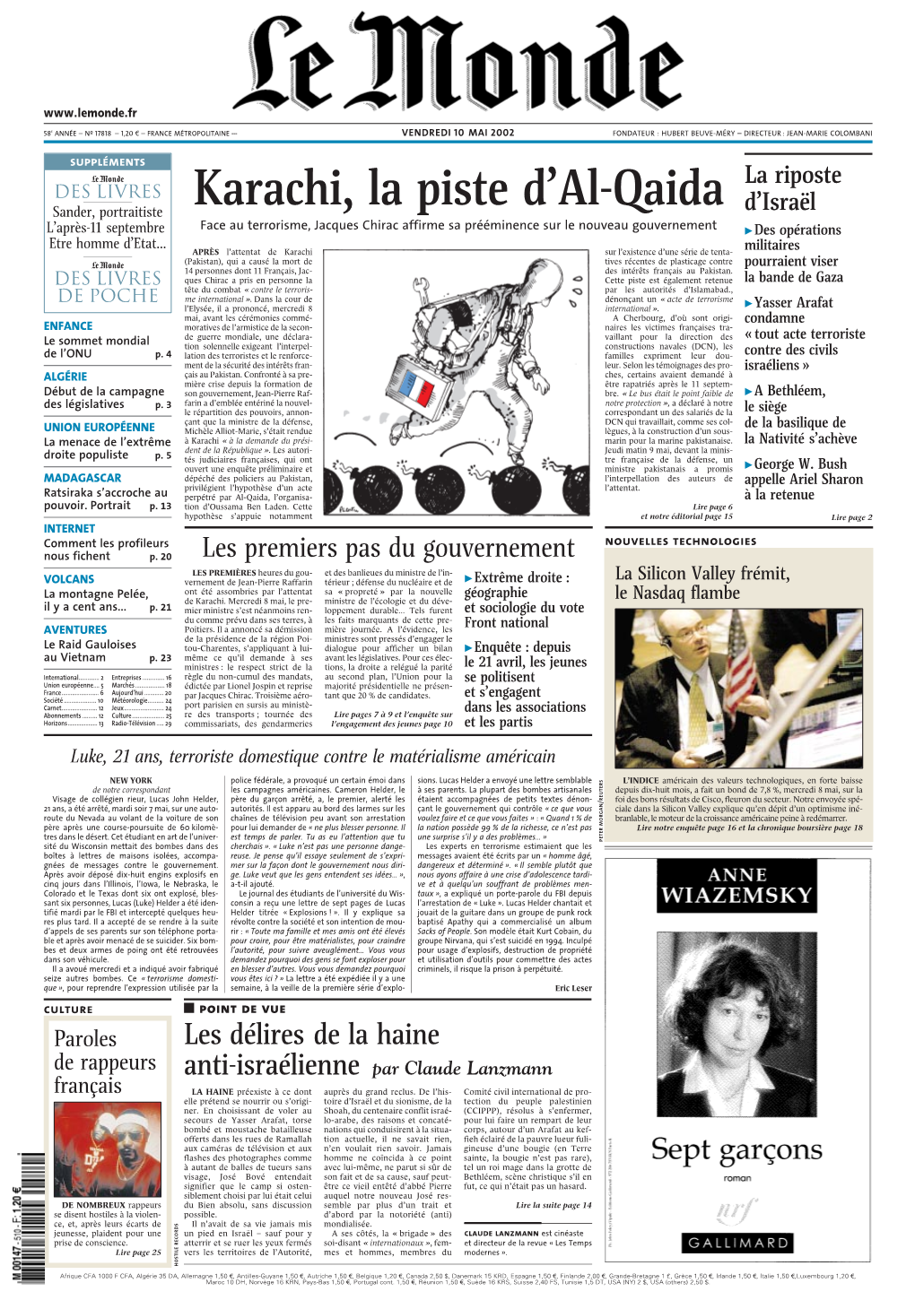 LE MONDE/PAGES&lt;UNE&gt;