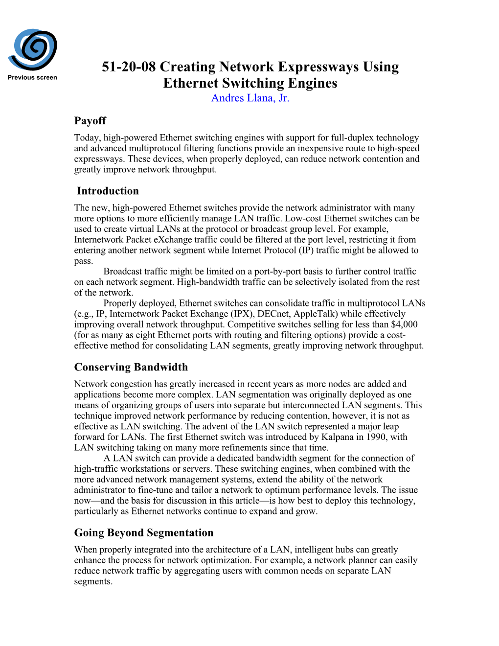 Creating Network Expressways Using Ethernet Switching Engines