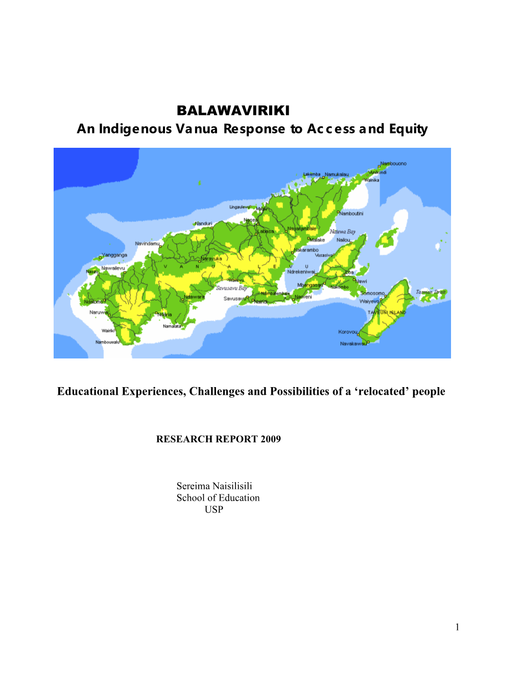 BALAWAVIRIKI an Indigenous Vanua Response to Access and Equity