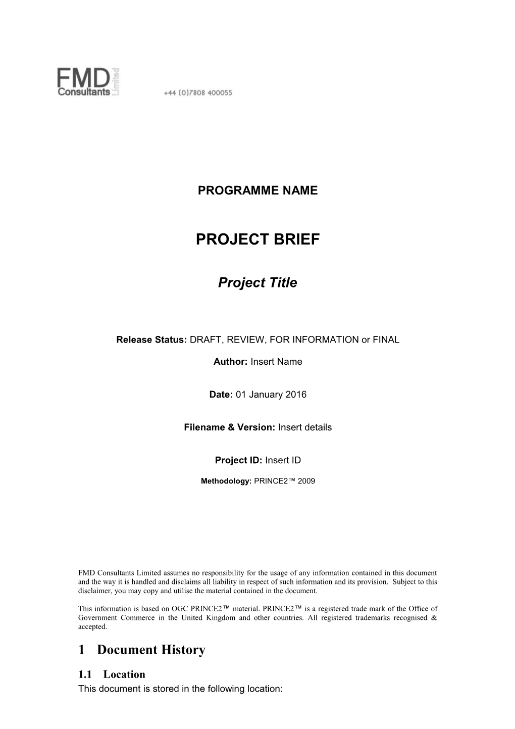 Project Brief Template