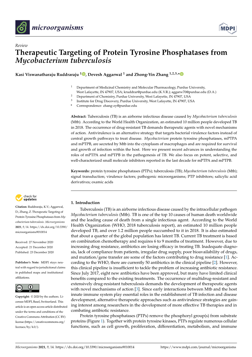 Therapeutic Targeting of Protein Tyrosine Phosphatases from Mycobacterium Tuberculosis