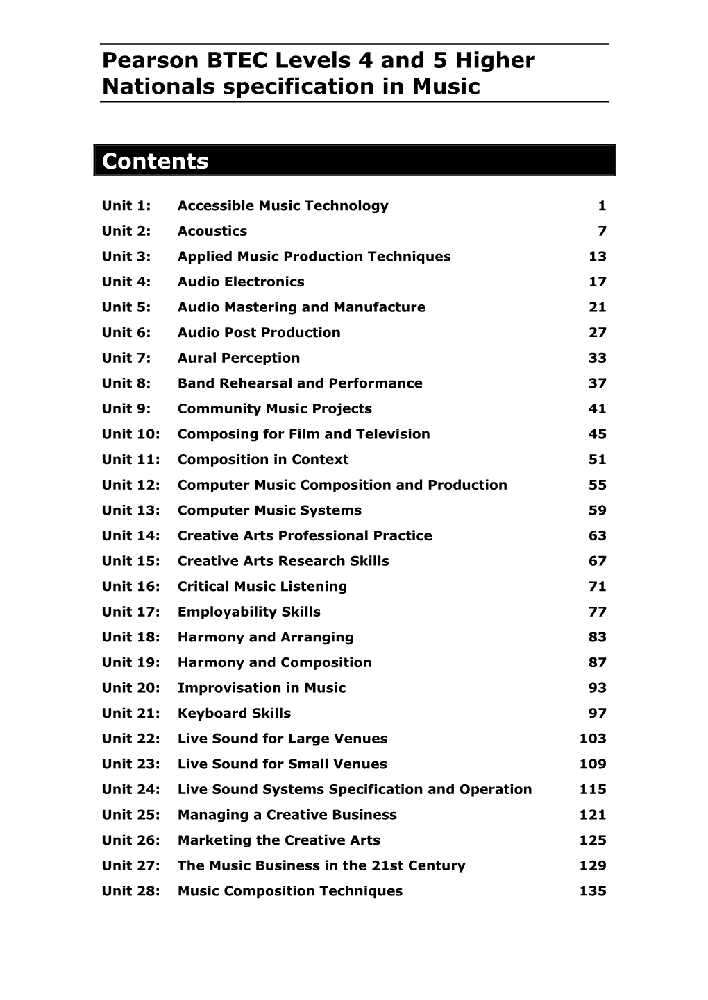 BTEC Higher Nationals Units