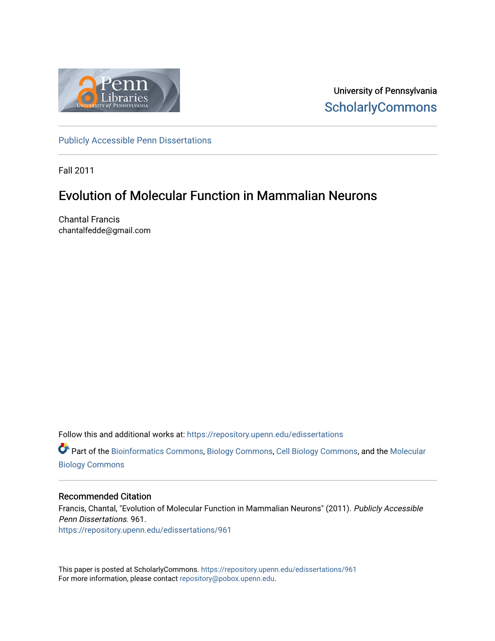 Evolution of Molecular Function in Mammalian Neurons