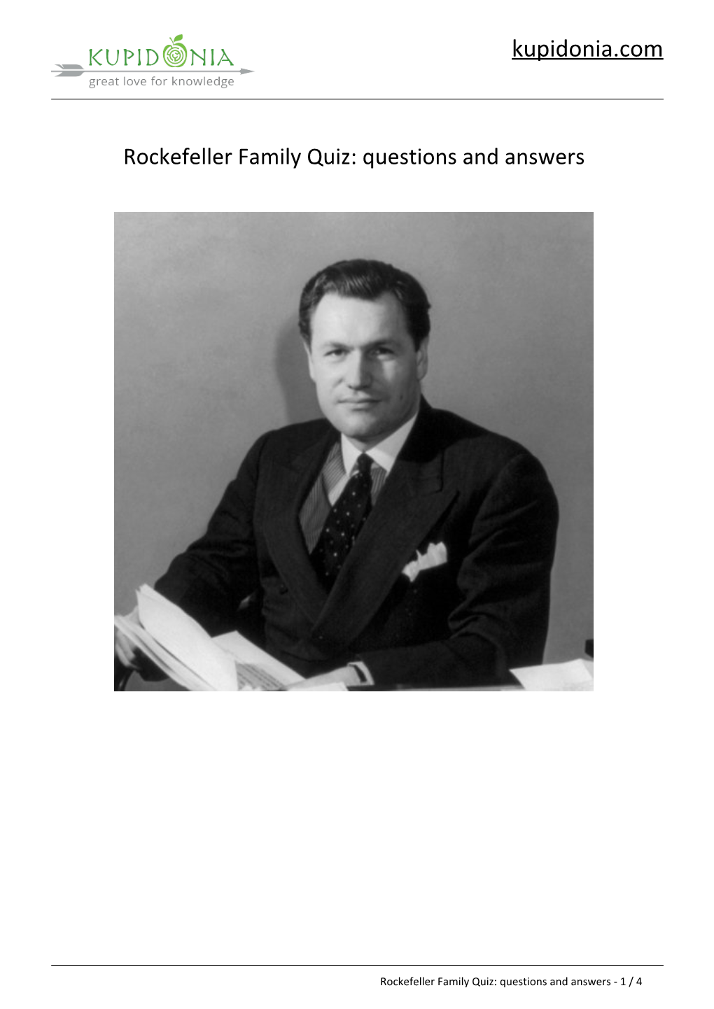 Rockefeller Family Quiz: Questions and Answers