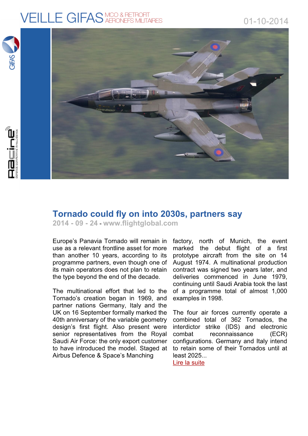 01-10-2014 Tornado Could Fly on Into 2030S, Partners