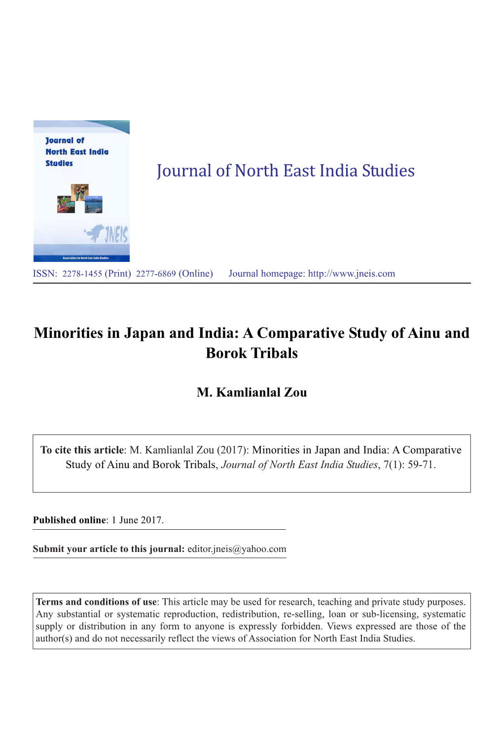 Journal of North East India Studies