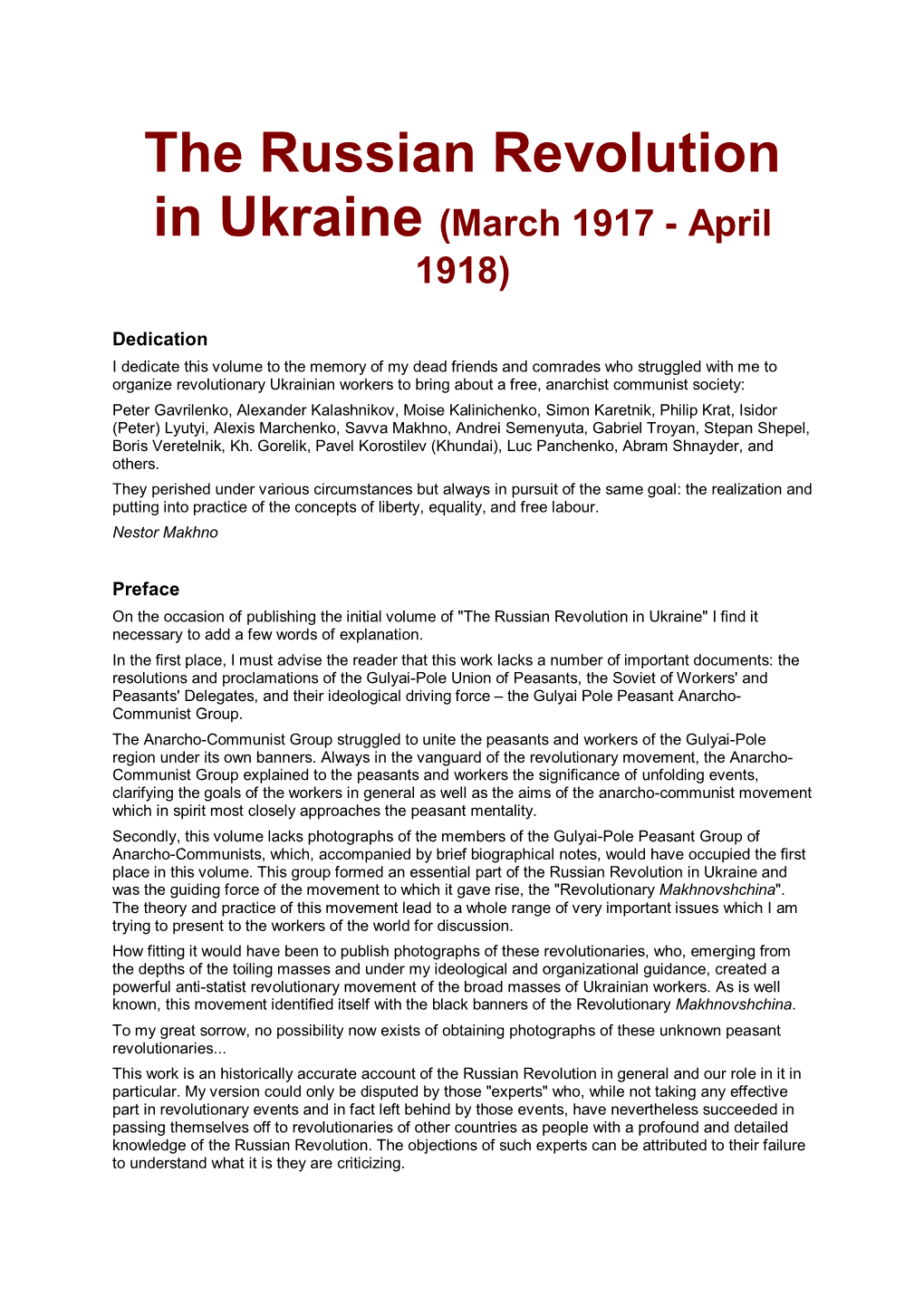 The Russian Revolution in Ukraine (March 1917 - April 1918)