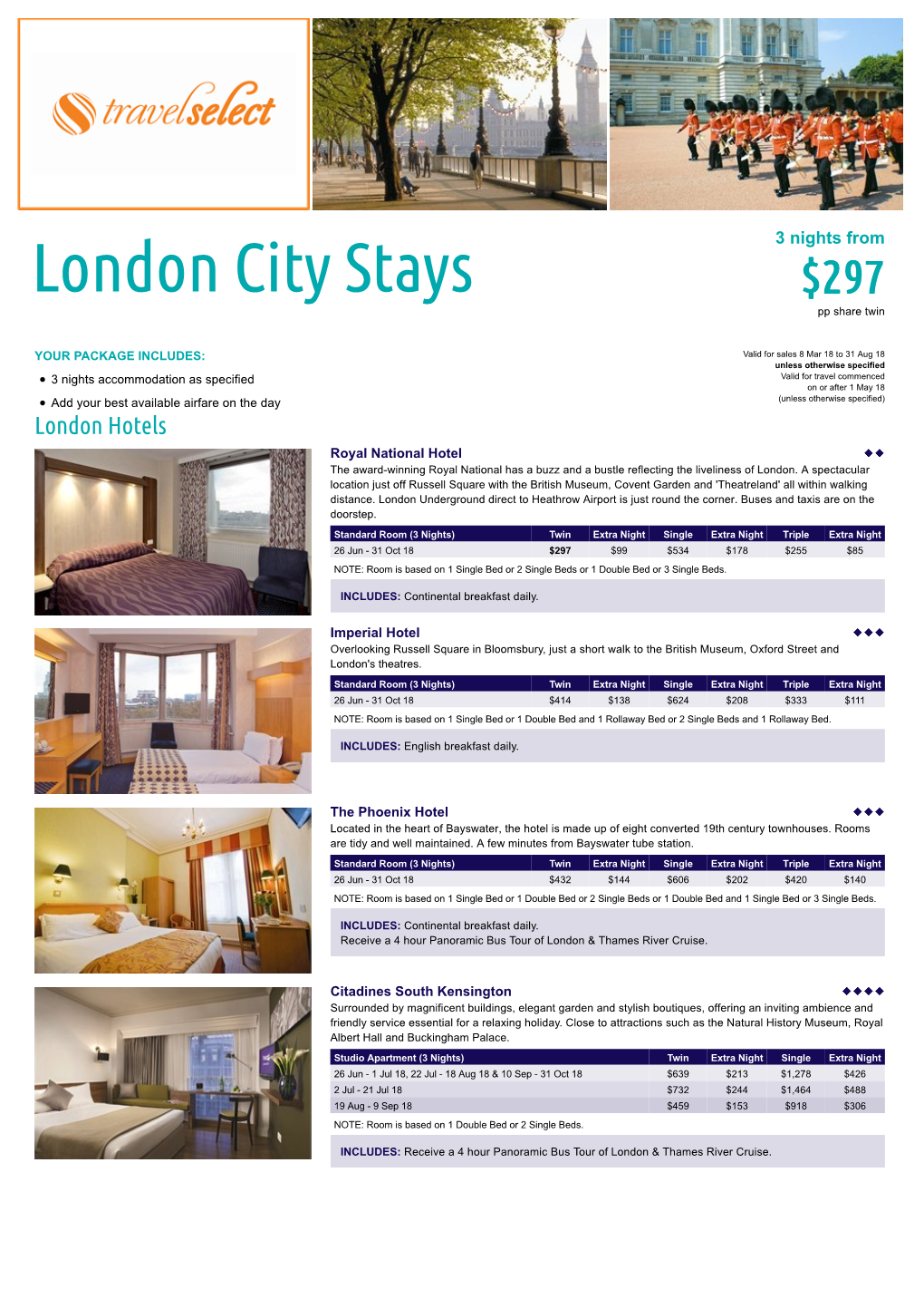 London City Stays $297 Pp Share Twin