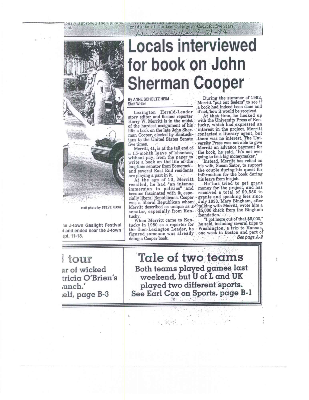 Locals Interviewed for Book on John Sherman Cooper