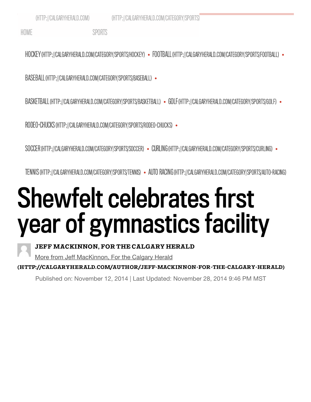 Shewfelt Celebrates First Year of Gymnastics Facility | Calgary Herald