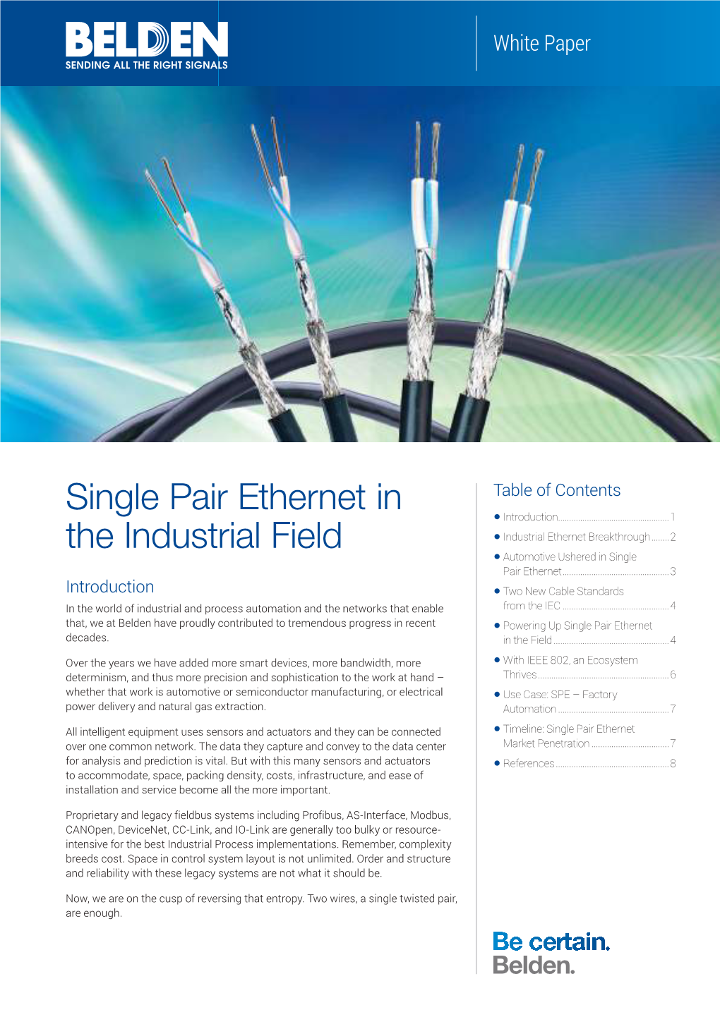 Single Pair Ethernet in the Industrial Field