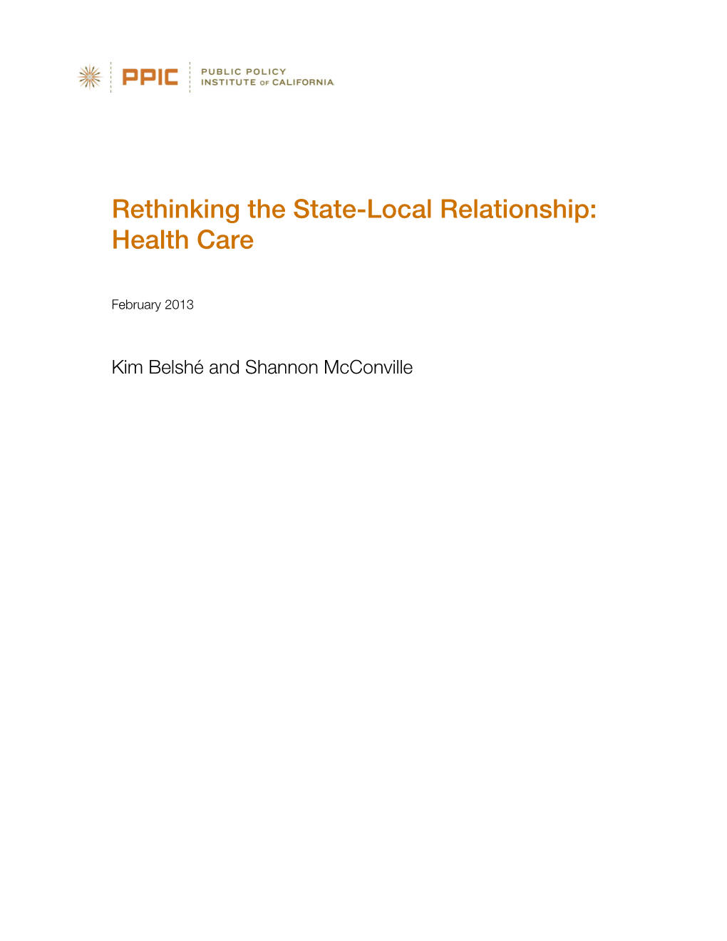 Rethinking the State-Local Relationship: Health Care