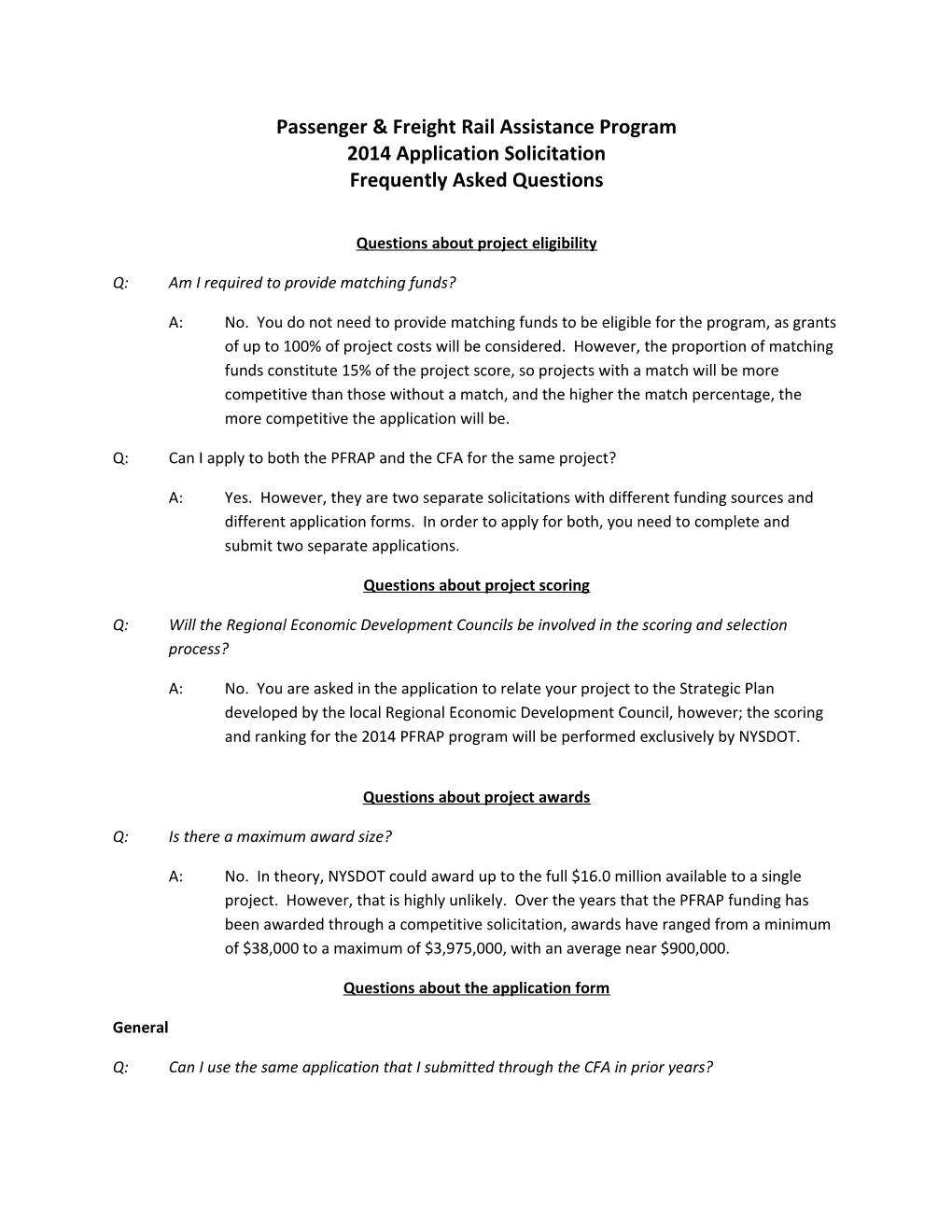 Passenger & Freight Rail Assistance Program