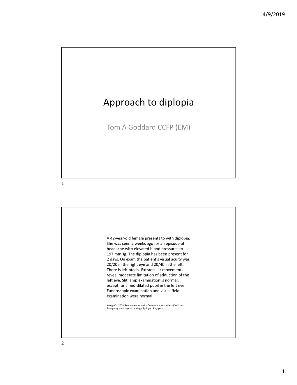 Approach to Diplopia