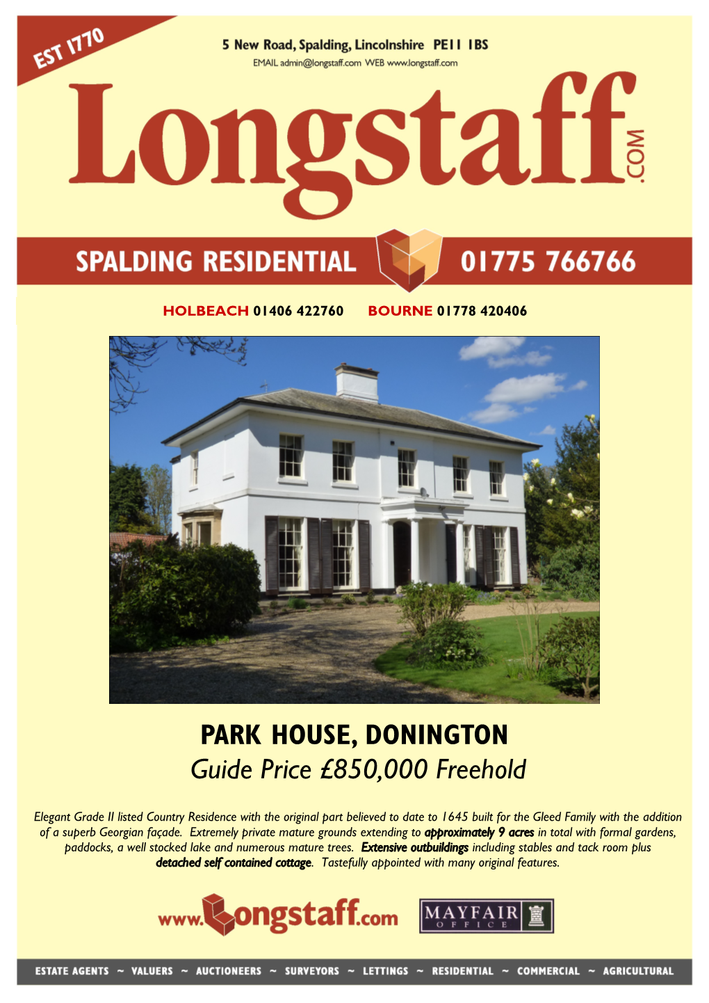 PARK HOUSE, DONINGTON Guide Price £850,000 Freehold