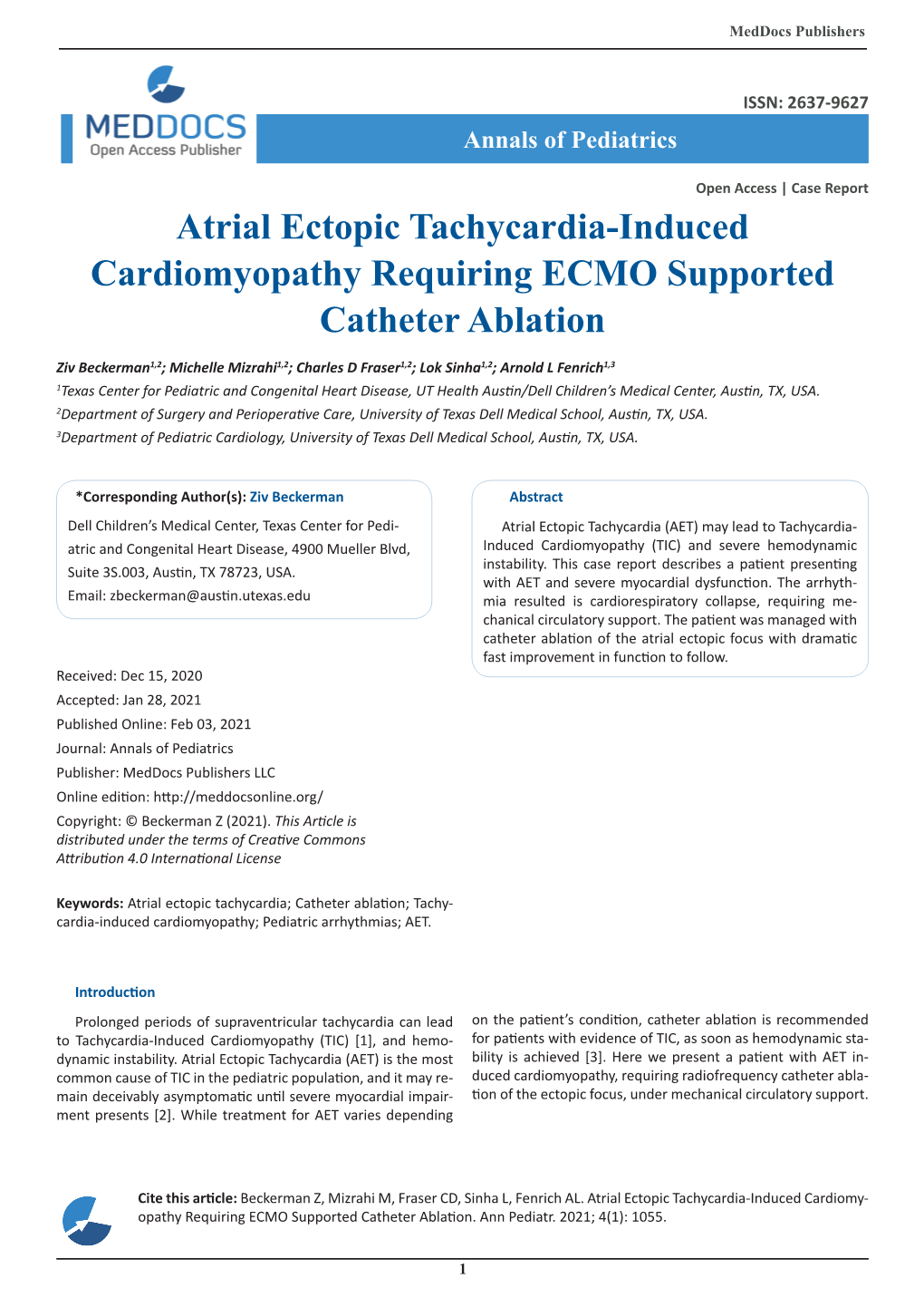 Atrial Ectopic Tachycardia-Induced Cardiomyopathy Requiring ECMO Supported Catheter Ablation