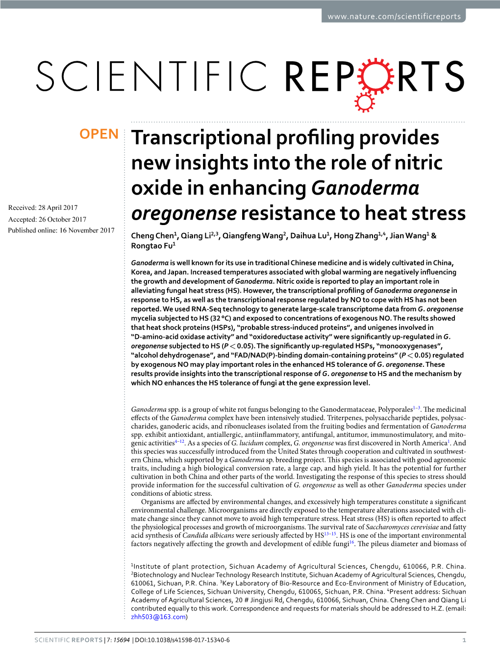 Transcriptional Profiling Provides New Insights Into the Role of Nitric Oxide