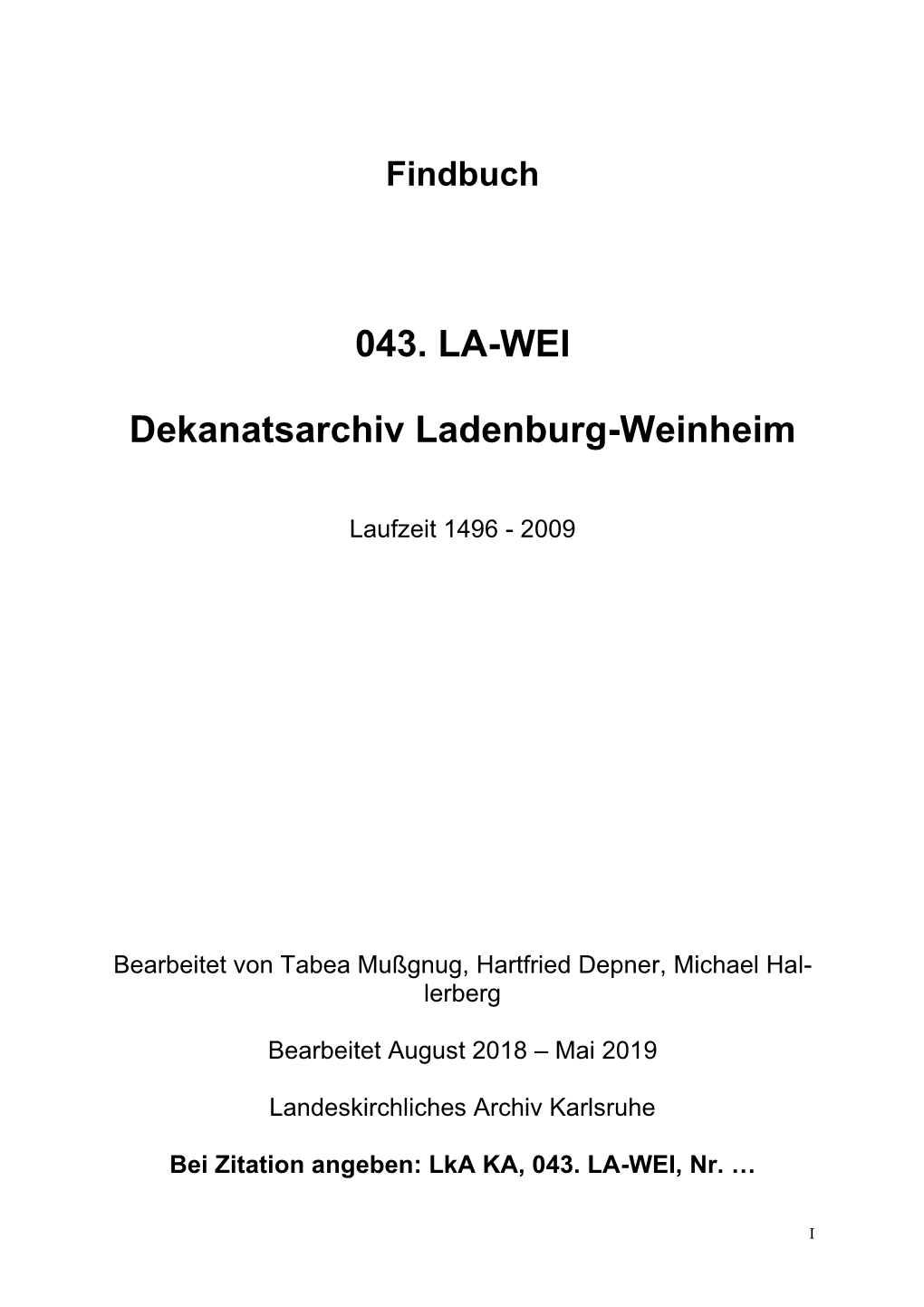 043. LA-WEI Dekanatsarchiv Ladenburg-Weinheim