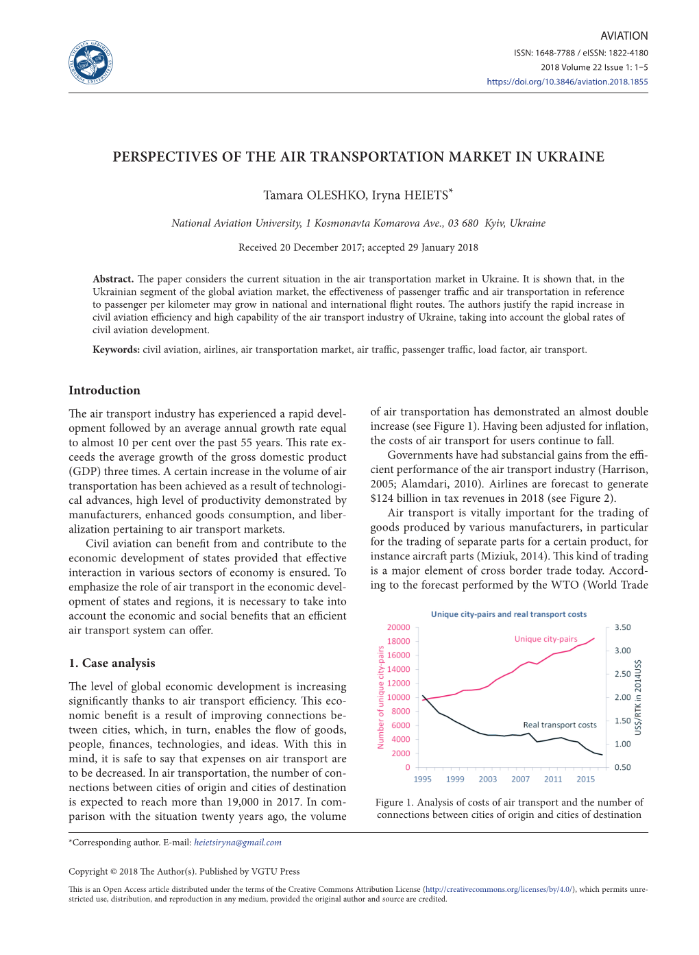 Perspectives of the Air Transportation Market in Ukraine