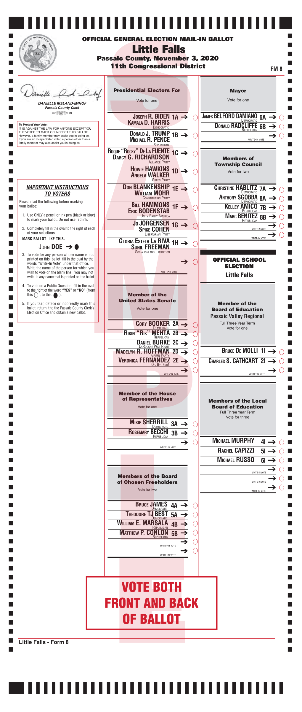 Little Falls Passaic County, November 3, 2020 11Th Congressional District FM 8