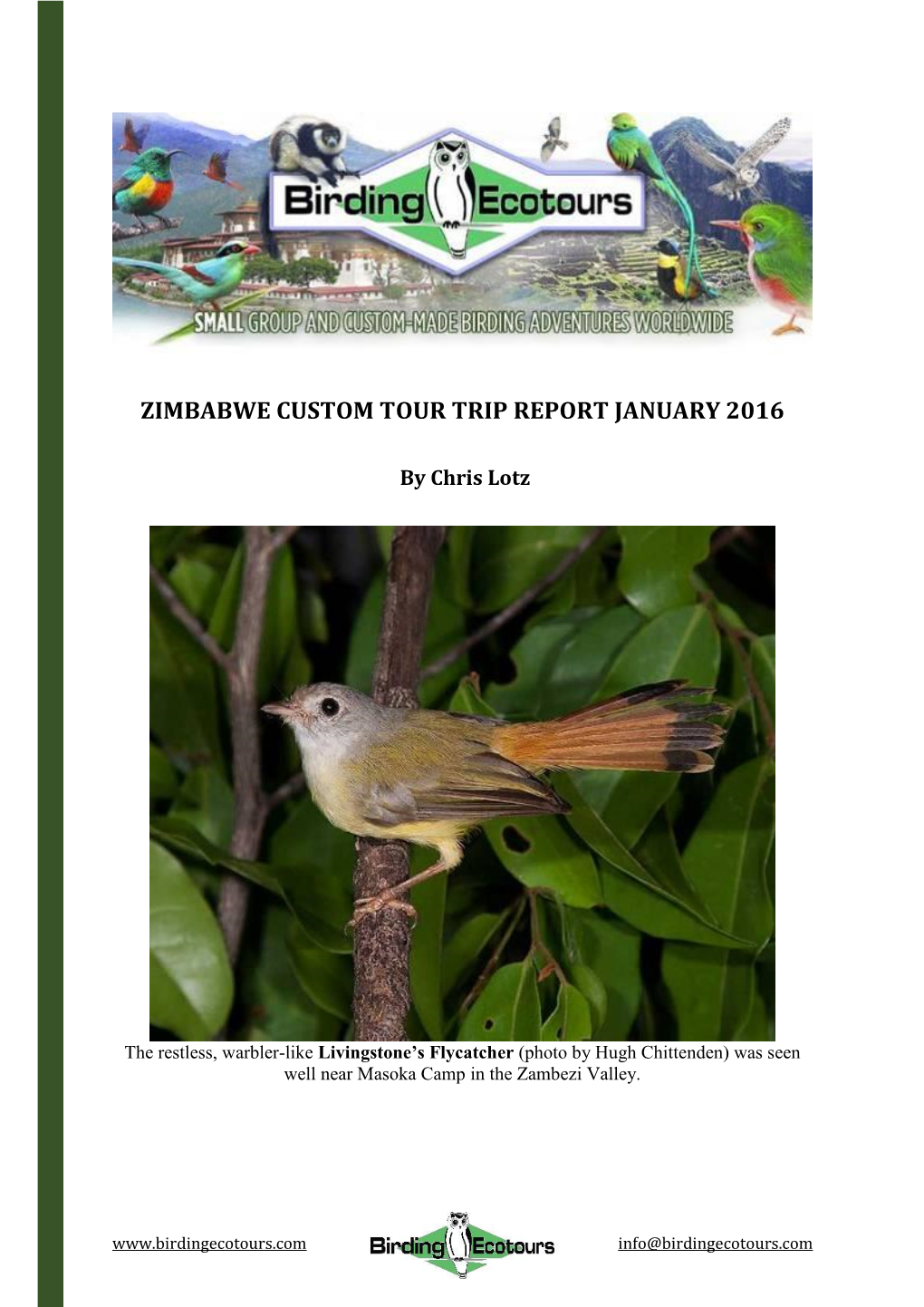 Zimbabwe Custom Tour Trip Report January 2016