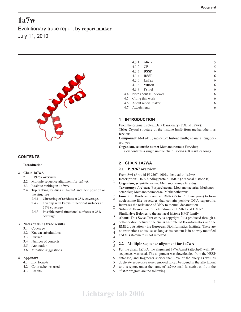 1A7w Lichtarge Lab 2006