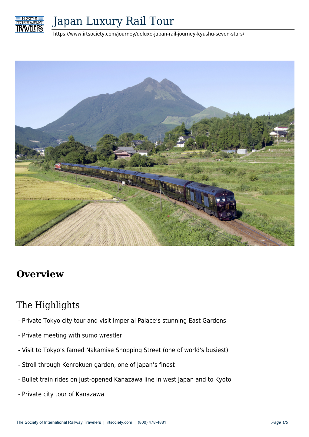 Japan Luxury Rail Tour